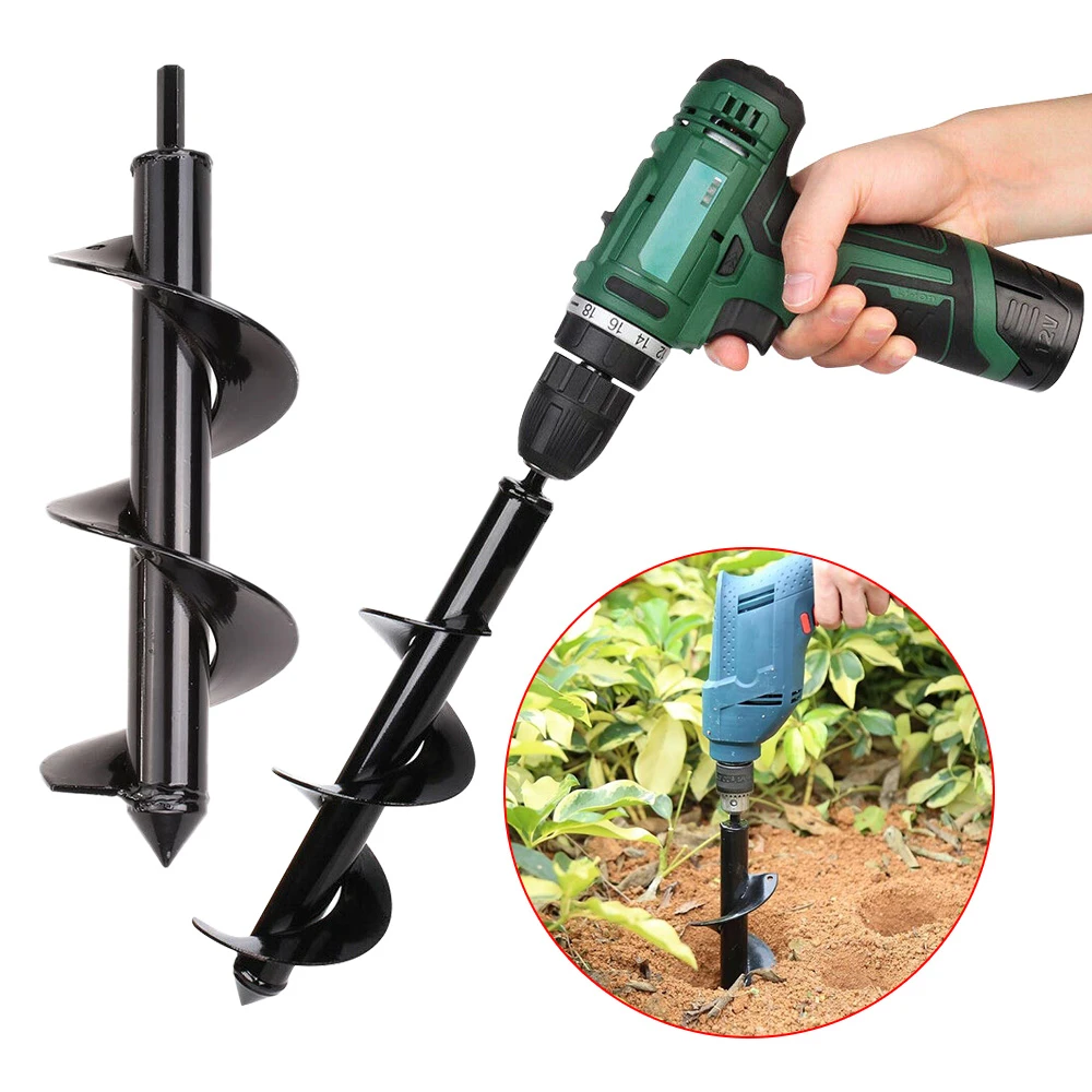 2Sizes Spiral Power Drill Bit Auger for Garden Farm Planting Digging Seedling UK