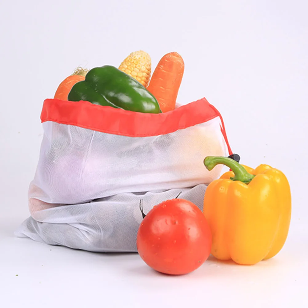 Многоразовые сетчатые продуктовые сумки для покупок продуктов хранения фруктов