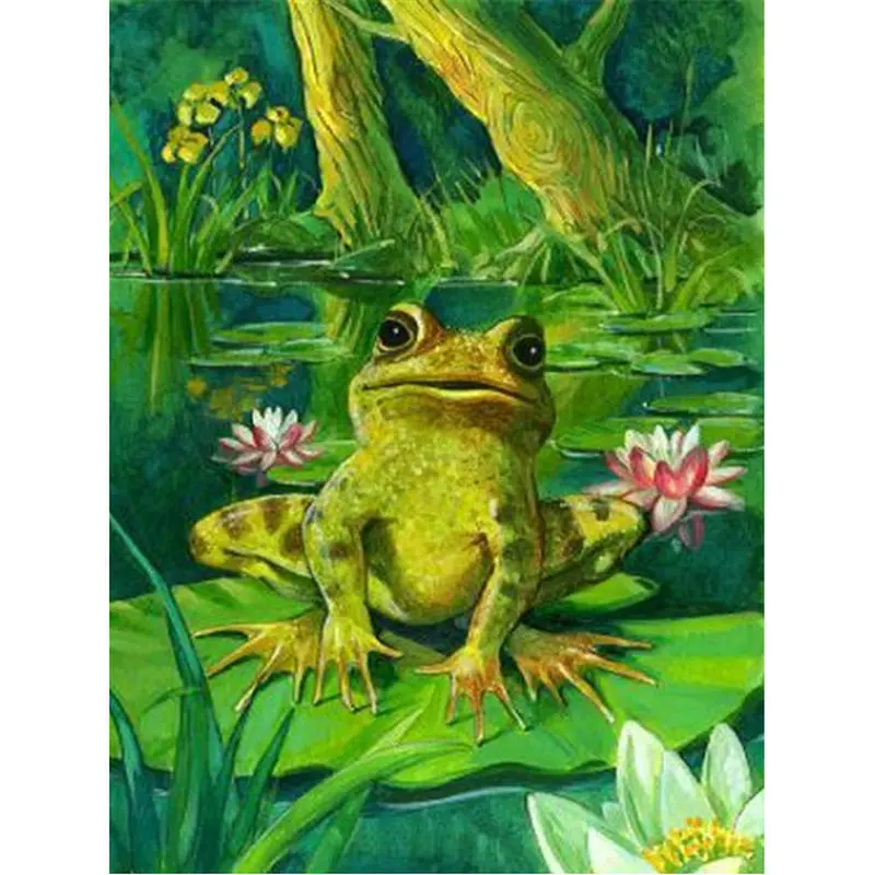 

Full Diamond Embroidery animal 5D Diamond Mosaic frog diy diamond painting Cross Stitch Picutre Of Rhinestones Stickers Lotus
