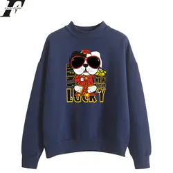 LUCKY DOG аниме Oversize свободные водолазки-толстовки для женщин Забавный принт Домашняя одежда пуловер с длинными рукавами Кофты Уличная