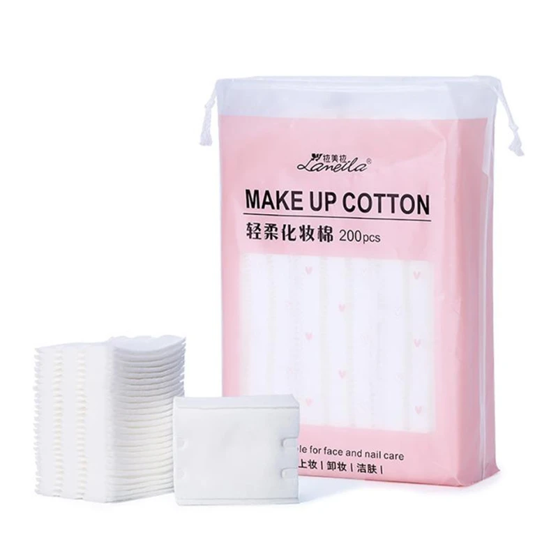 200Pcs Organic Cotton Pad Natural Facial Cut Make up Cotton Pad White