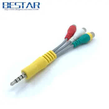 

3.5mm Aux Mini AV Male to 3RCA Female M/F Audio Video Cable 10cm Stereo Adapter Cord for TV UN46C9000ZV UN55C6400RH ETC
