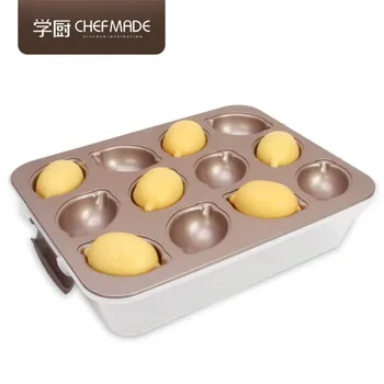 

Top Brand 12Cups Lemon Cake Mold Fondant Kitchen Bakeware Metal Non-Stick Cookies Circle Baking Tray Mousse Cake Muffin Mould