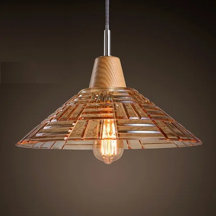 Amercian Loft Style Vintage Pendant Light Fixtures Edison Industrial Lighting For Home Dining Room Wood Glass DropLight