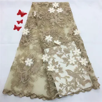 

2018 Latest French Laces Fabrics High Quality Tulle African Laces Fabric For Wedding Nigerian Tulle Lace 3D Appliqued RF7-49