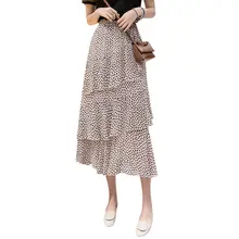 Корея Для женщин летние юбка-пачка высокая эластичность белый цветочный шифон кисточкой Длинные юбки Асимметричные юбки Для женщин s Jupe Saias ОУПОМТО