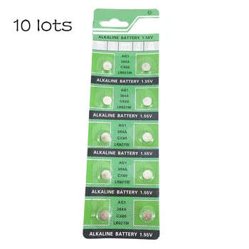 

centechia 100 Pieces Button Battery AG1 364 SR621 SR60 SR60L Alkaline Coin Cell Button Batteries For Watch x10 1.55V EE6202