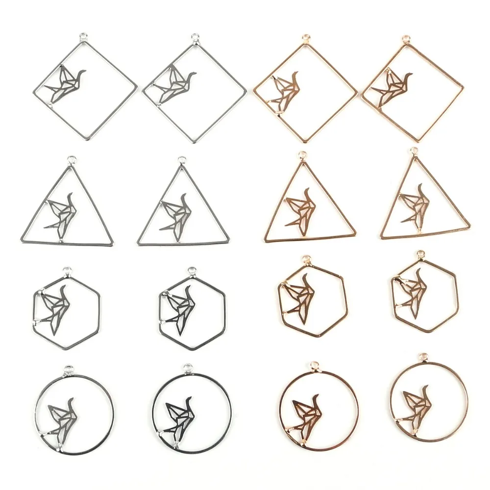 

New Style 2pcs/lot Zinc Alloy Metal Charm Pendant Geometric Bird Charm for DIY Earring Jewelry Findings Craft Making