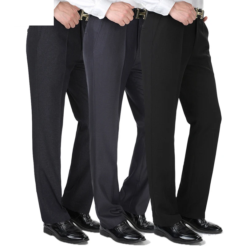 Comprar Otoño Invierno para hombre recto Pantalon traje Homme pantalones de vestir grueso traje formal para hombres pantalones sueltos de mediana edad