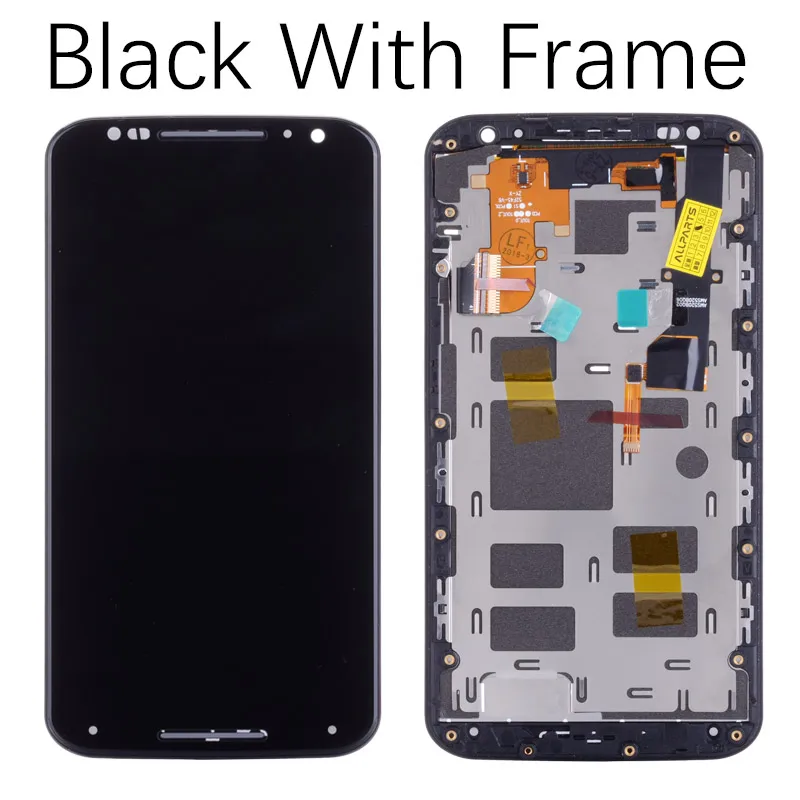 AMOLED Дисплей для Motorola Moto X2 LCD в сборе с тачскрином на рамке черный белый - Цвет: with Frame Black