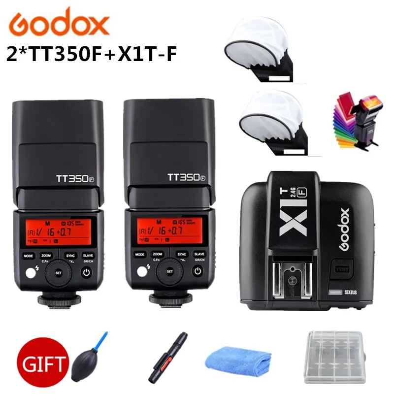 2x Godox TT350F камера Вспышка Speedlite 2 4G HSS ttl GN36 + X1T-F триггер передатчик Комплект для Fuji