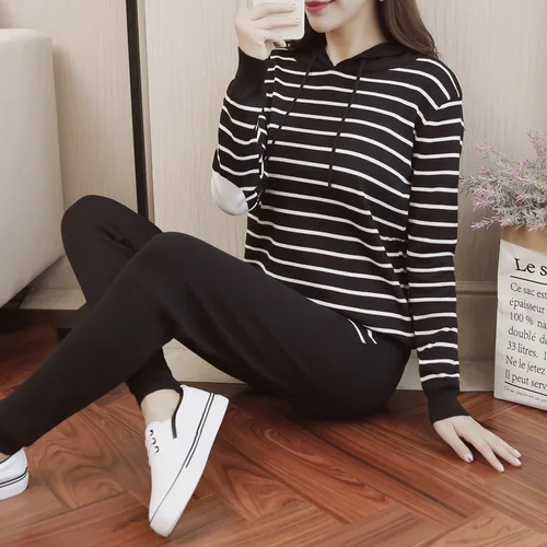 woman suit 2018 spring and autumn new fashion temperament long-sleeved clothes + casual slim trousers wild two-piece trend Women's Sets