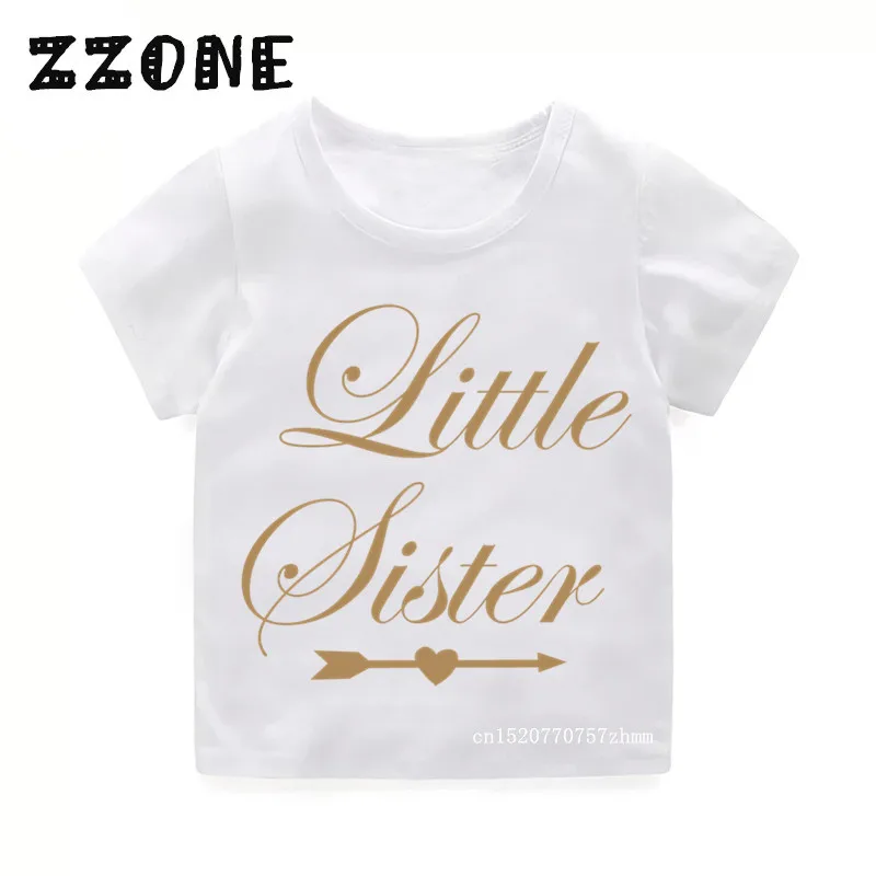 Детская модная футболка детская с надписью Little Sister детские летние топы короткими