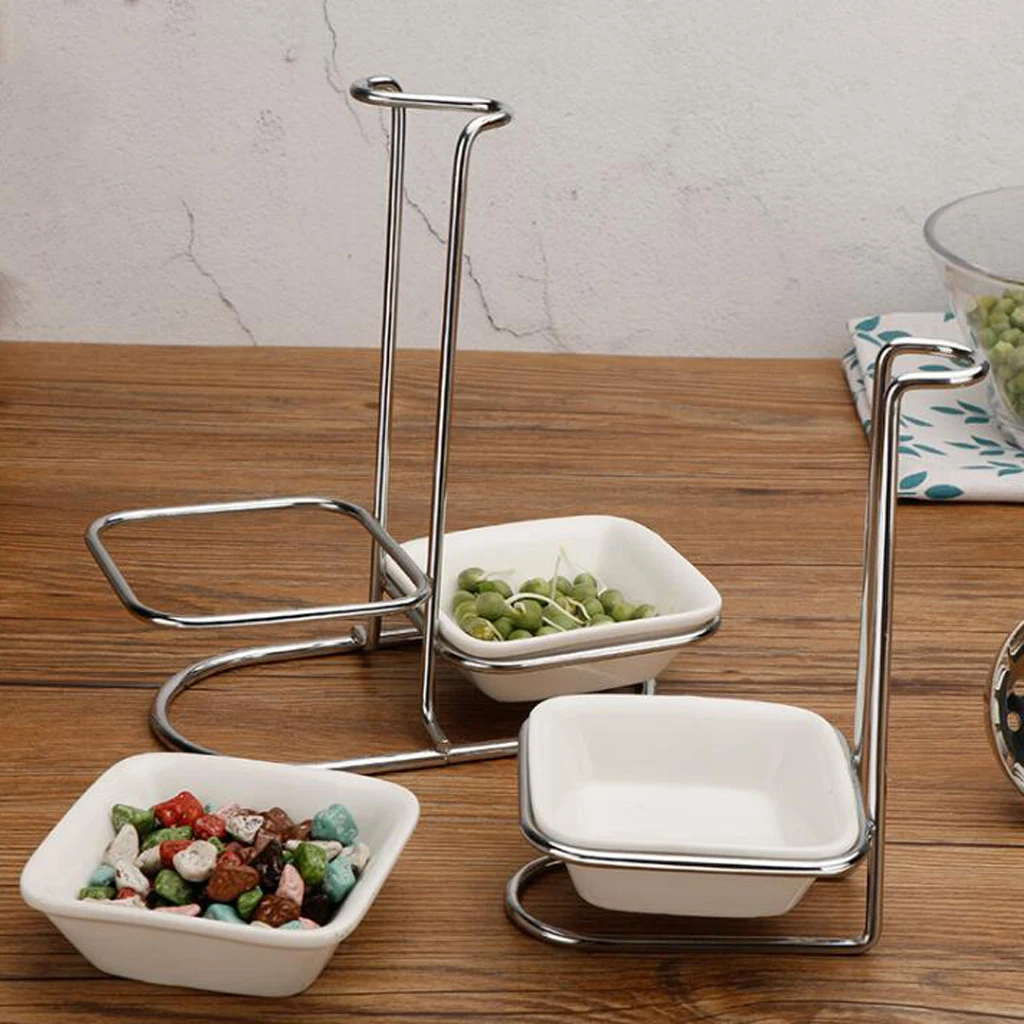 Modern White Ceramic Kitchen Ladle Spoon Rest Holder with Polished Stainless Steel Rack Spoon Rests Clips Holder Kitchen Tools