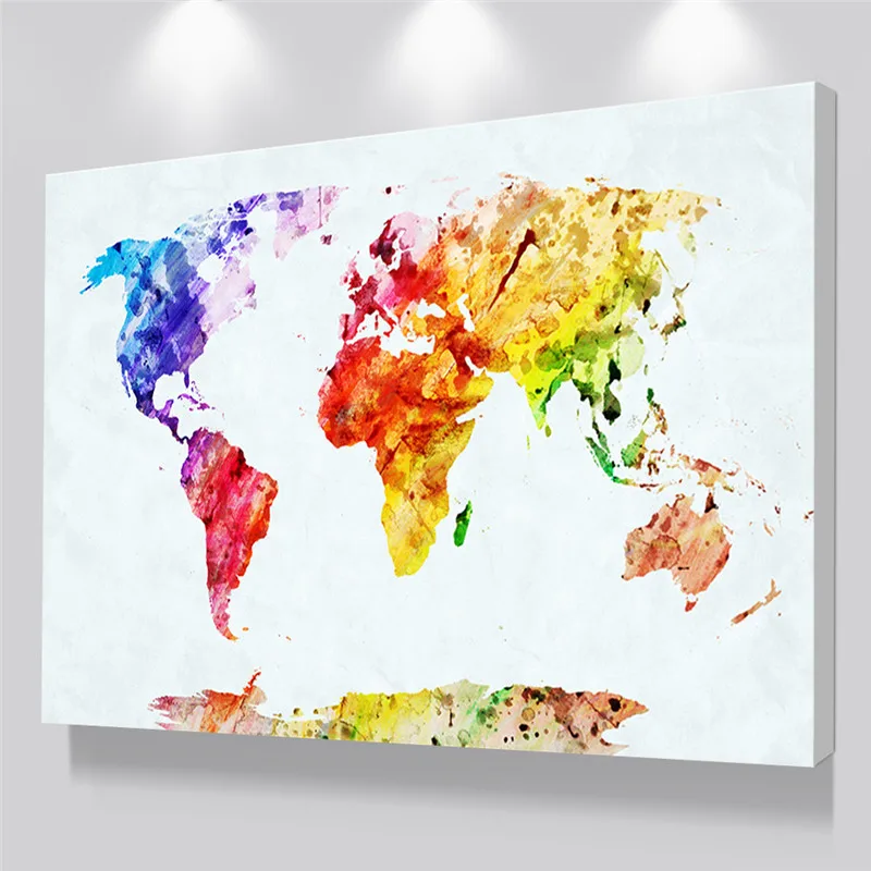 

Modern Colorful Worldmap Canvas Art Print Painting Poster Wall Pictures Home Decoration Wall Decor No Frame Dropshipping