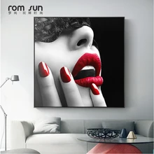 שפות אדומות אמנות ציור קיר תמונות בד בסגנון נורדי סלון עיצוב בית הדפסים מודרניים HD כיכר תמונה