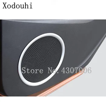 

For Ford Kuga Escape 2013 2014 2015 2016 Car Door Inner ABS Matte Styling Stick Audio Speak Sound Cover Ring Circle Trim 4pcs
