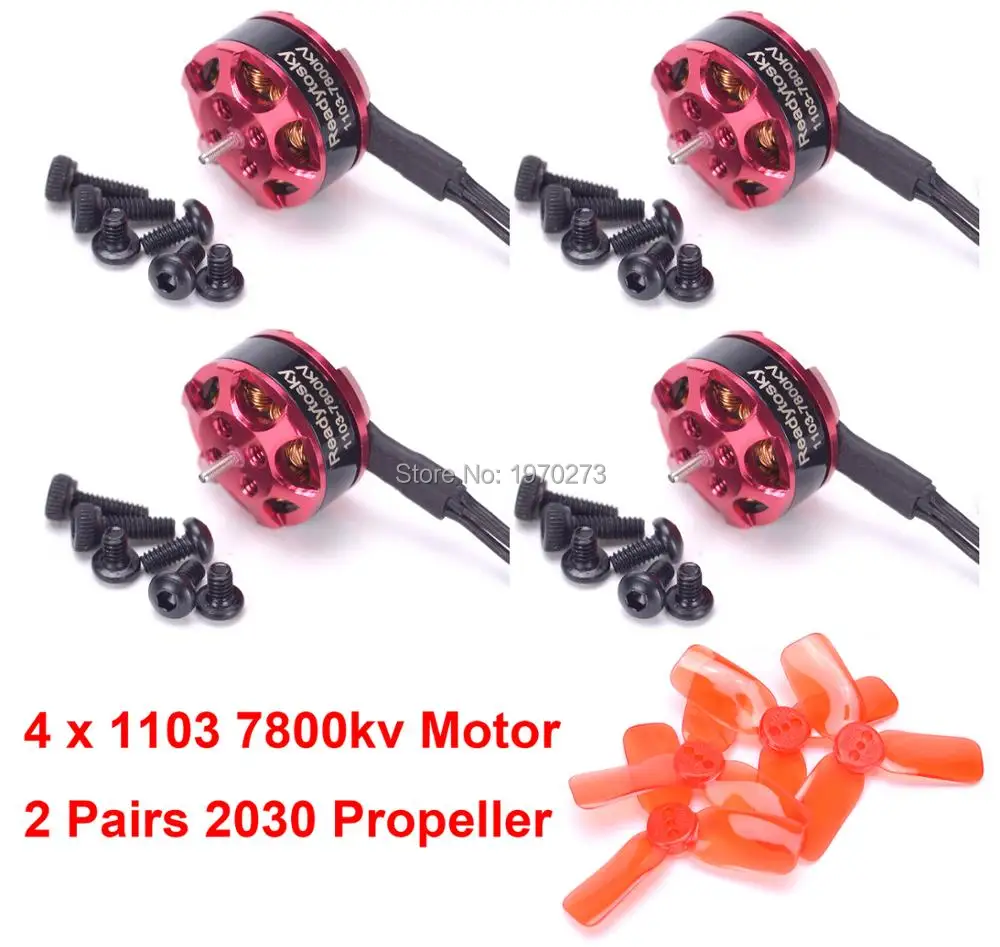 

4pcs 1103 7800kv Mini Brushless Motor + 2 Pairs 2030 Propeller for RC Mini 80mm 100mm 120mm Multirotor Drone