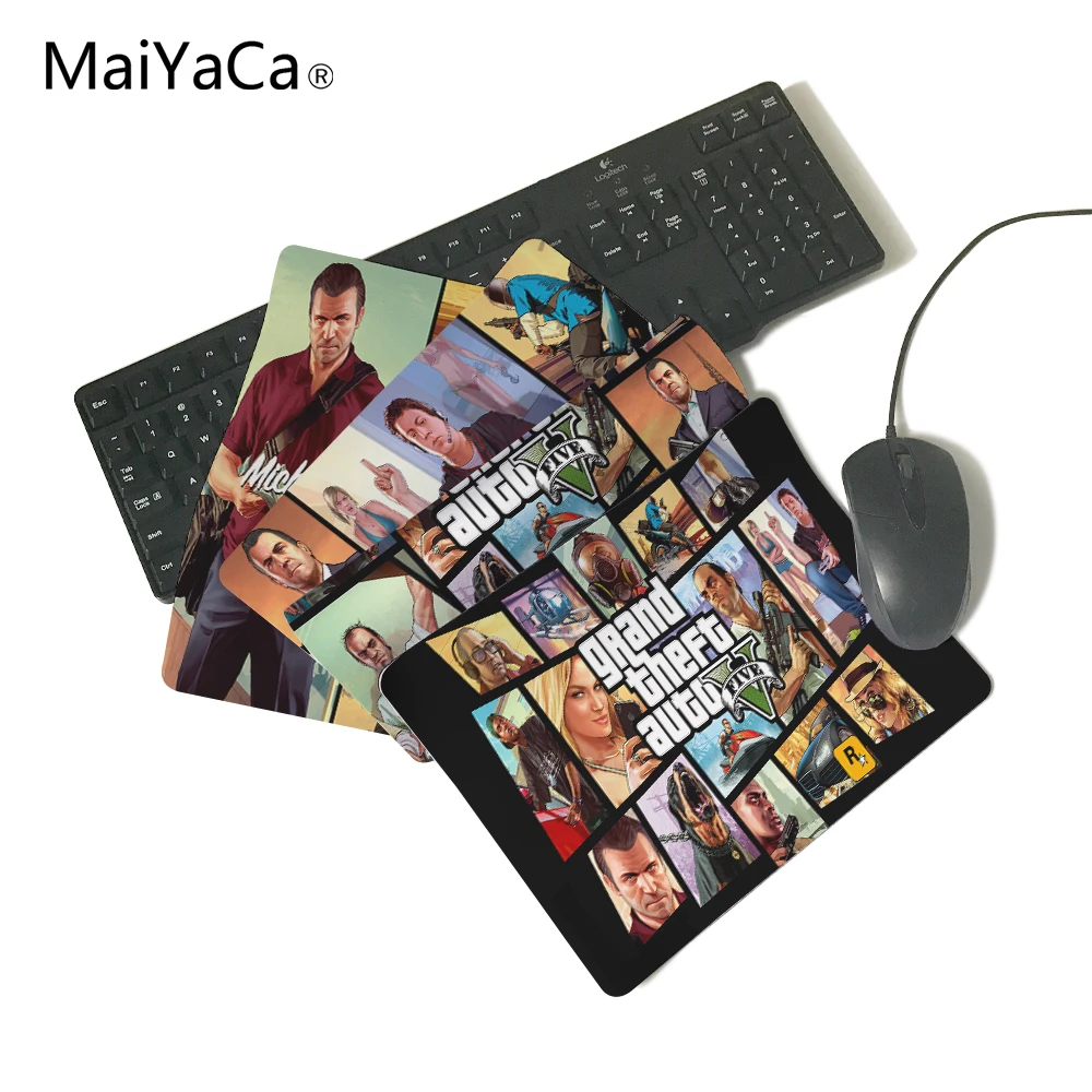 

MaiYaCa GTA V Michael, Franlin, Trevor Picture Anti-Slip Laptop Rubber Mice Pad Mat Mousepad Not OverLock Edge Mouse Pad