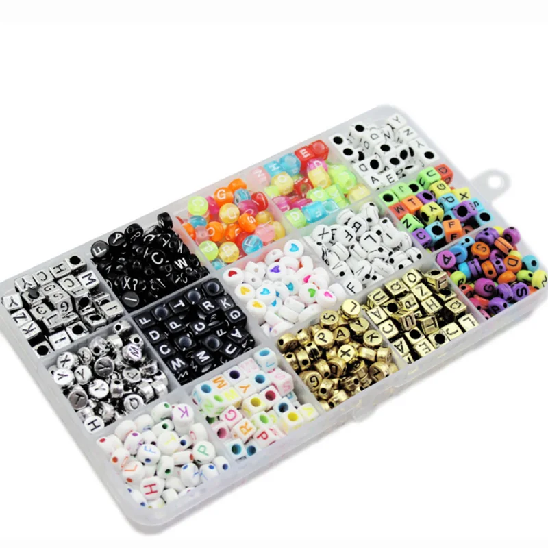 

1000 Pcs/Set Alphabet Letters Puzzle Board Games DIY Mixed Acrylic Colorful Beads Game Accessories with Acrylic Box