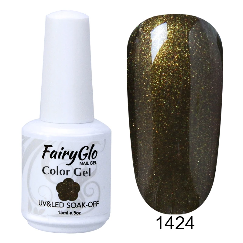 FairyGlo 15 мл чистый цвет УФ-Гель-лак замачиваемый Гель-лак для ногтей Vernis Полупостоянный художественный Гель-лак для ногтей маникюрный лак - Цвет: 1424