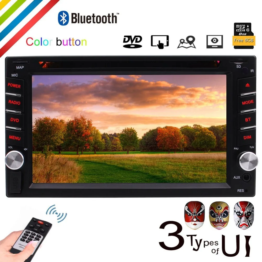 

Double Din Stereo in Dash Car DVD Player GPS 6.2'' Bluetooth/USB/HD/FM/AM RDS Radio/Subwoofer/1080P Video/Steering Wheel Control