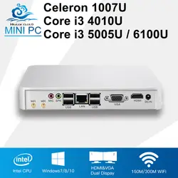 Новый мини компьютер Intel Core i3 4010U 5005U 6100U оконные рамы 10 PC Celeron 1007U настольные компьютеры 4 ГБ оперативная память HDMI 802.11b/g/n Wi Fi