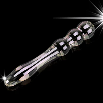 Double Headed Dildo Pyrex Glass Dildo Crystal Fake Penis Anal Butt Plug Female Male Adult Masturbation Sex Toy for Women Men Gay 1