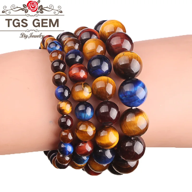 

Women Men AAA Natural Stone Blue Tiger Eye & Hematite & Black Obsidian Beads Bracelets Buddha Energy Jewelry Bracelets