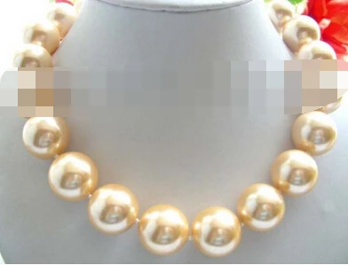 

Jewelr 004649 Natural Yellow Round Sea Shell Pearl Necklace