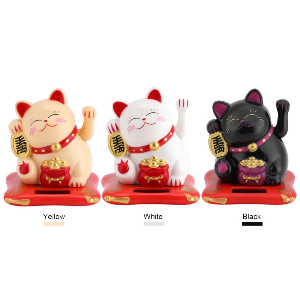 Модный черный/белый Maneki Neko на солнечных батареях, радушный Кот, удача для дома, автомобиля, отеля, ресторана, украшения, Ремесло