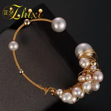 ZHIXI пресноводный жемчуг Браслеты Fine Jewelry рядом круглый природных перламутровые браслеты для Для женщин белый Мода Юбилей подарок S303