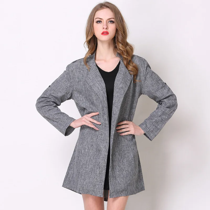vent Coupe De La Plein Top Manteau Longues À 2018 Automne Taille Loisirs Grey Casaco Plus Titotato Feminino Manches Réel Dark Femmes Printemps Sauvage ZAxqHR