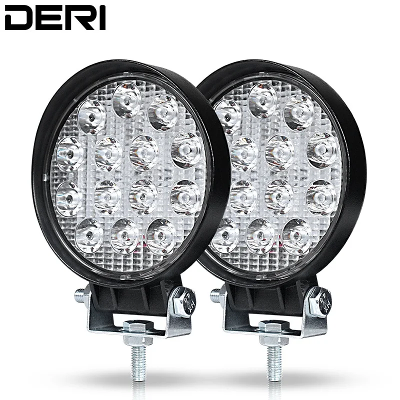 

4 inch 42W Round LED Work Light Offroad Car 4WD Truck Tractor Boat Trailer 4x4 ATV SUV UTV UAZ 12 24V Flood Spot Driving lights