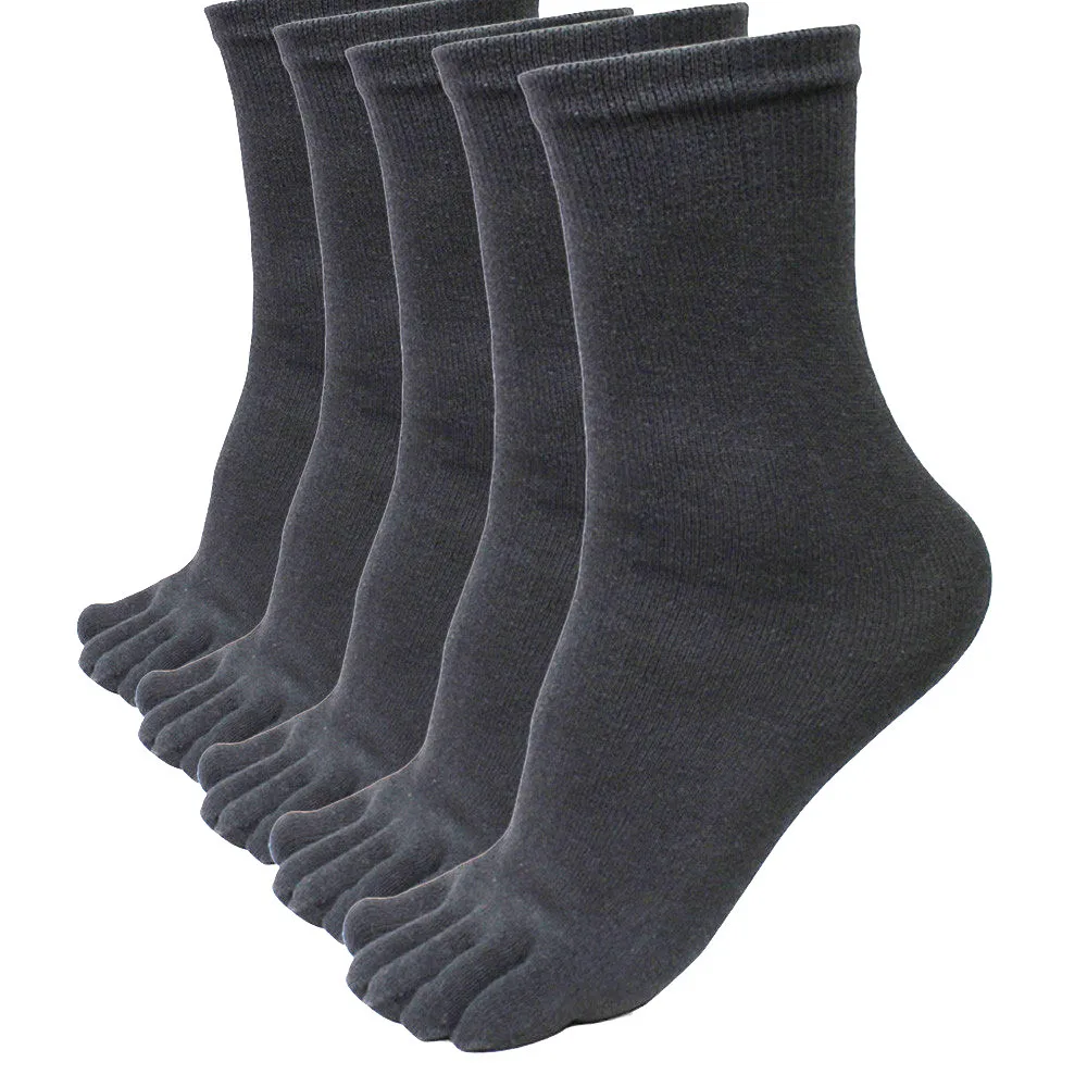 5 Pairs Men Sports Running Five Finger Toe Socks Elastic Short Soild