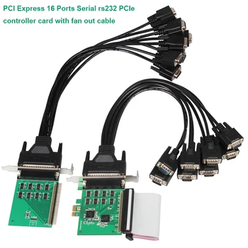 

PCI Express to 16 Port Serial rs232 card PCIe controller card with fan out cable XR17V358 Chipset IO-PCE358-16S serial data