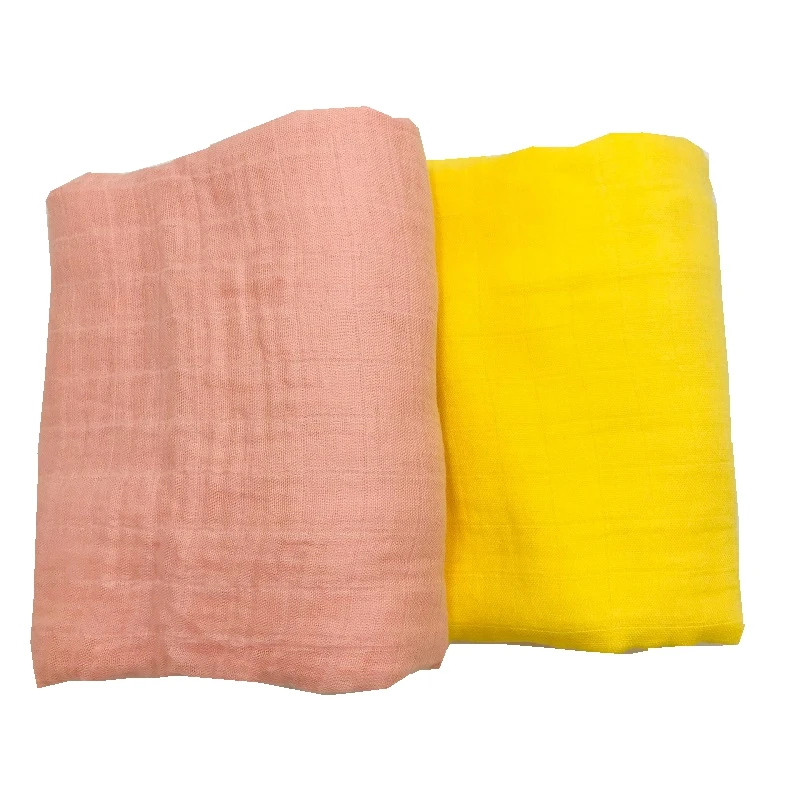 Fibra de Bambu Cobertor do Bebê Swaddle para Recém-nascido Rosa Amarelo Sólida Impressão Ativa Muito Macio 70% 30% Algodão Musselina Cobertores & Cor
