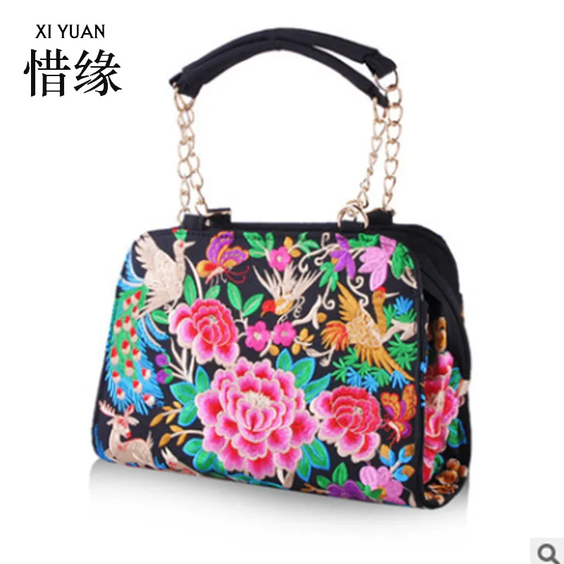XIYUAN брендовая китайская холщовая винтажная маленькая сумка в форме раковины модная Цветочная вышивка сумки на плечо женские сумочки - Цвет: Розовый