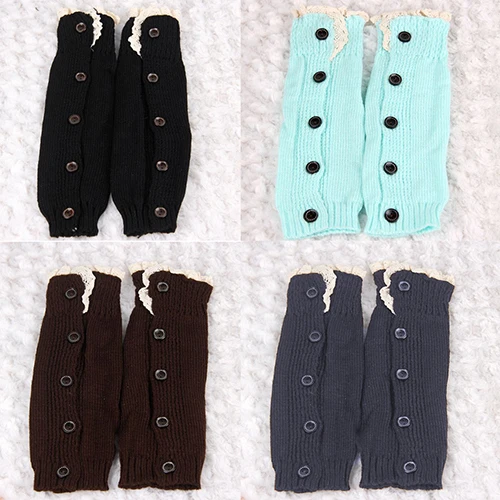 Модные осенне-зимние длинные вязаные гетры с кружевными пуговицами для маленьких девочек, детские носки под сапоги