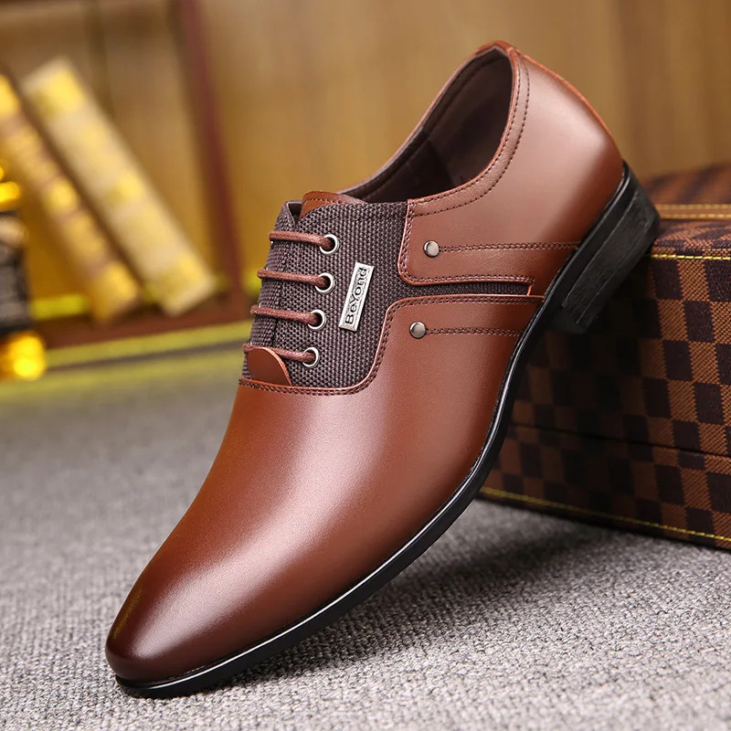 POLALI/сезон весна-осень; Мужская официальная Свадебная обувь; Роскошные Мужские модельные туфли в деловом стиле; мужские лоферы с острым носком; большие размеры 38-47 - Цвет: brown L