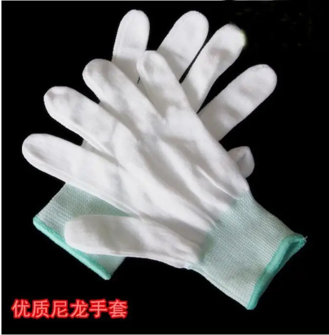 

1pair 13-pin nylon white glove core dust-free polyester electronics factory work labor insurance men and women gloves