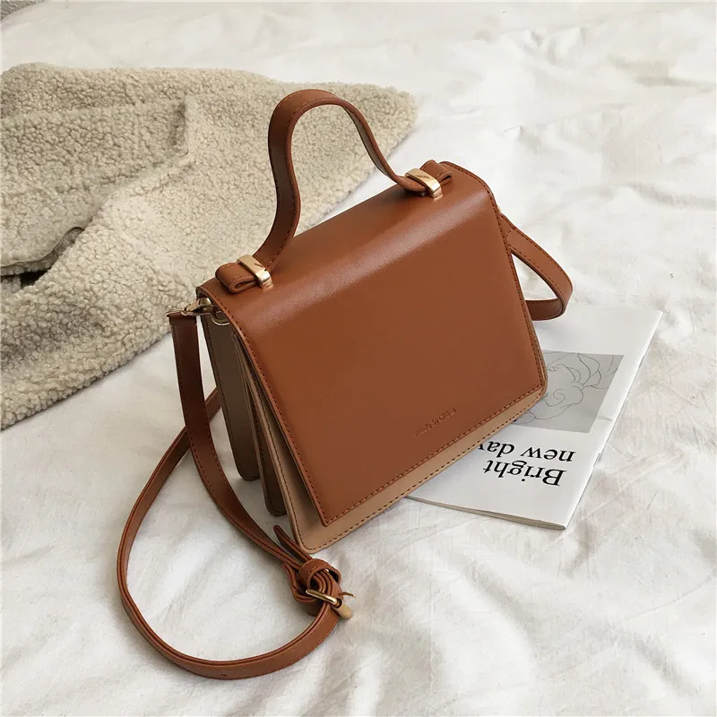 Burminsa Summer Unique Small Crossbody Bags For Girls Korean Style Trapezoidal Women Handbags Flap Shoulder Messenger Bags - Цвет: Brown