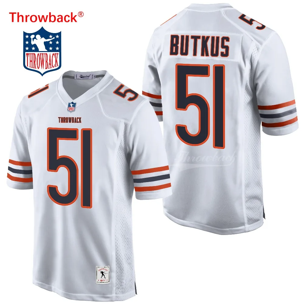 

Throwback Jersey Men's Chicago American Football Jerseys Butkus Jersey Size S-XXXL Colour White Blue Wholesale