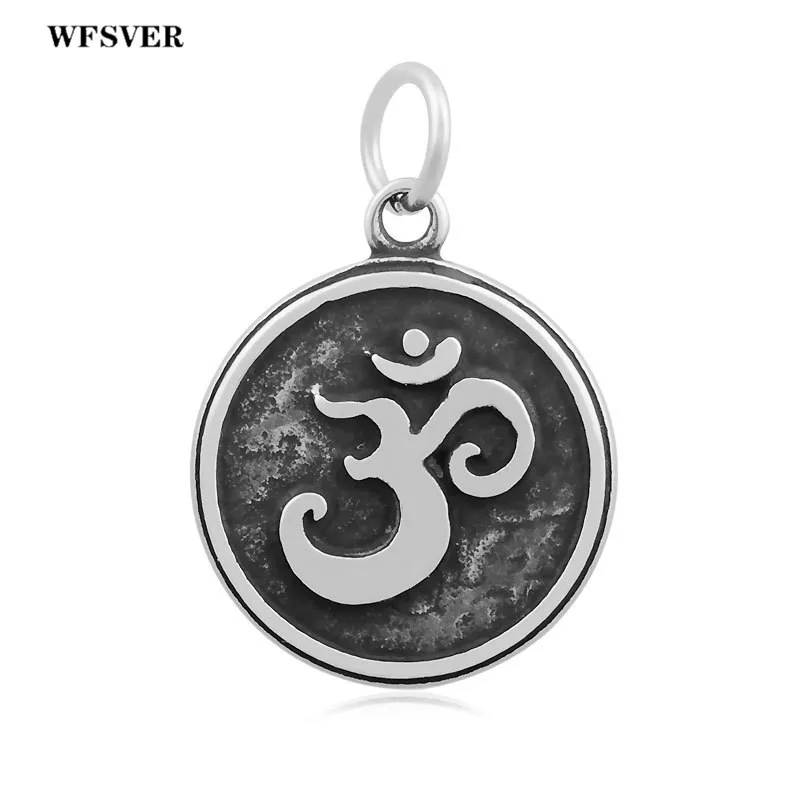 

WFSVER 2pcs/set 19*29mm stainless steel charms for women diy silver Color OM pendant charms necklace jewelry making finding