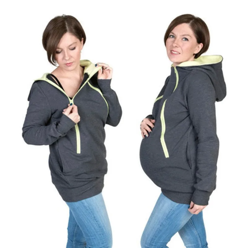 Chaqueta portadora de bebé otoño maternidad sudaderas con capucha mujer abrigo para mujeres embarazadas canguro Sudadera con capucha chaqueta de maternidad 5302