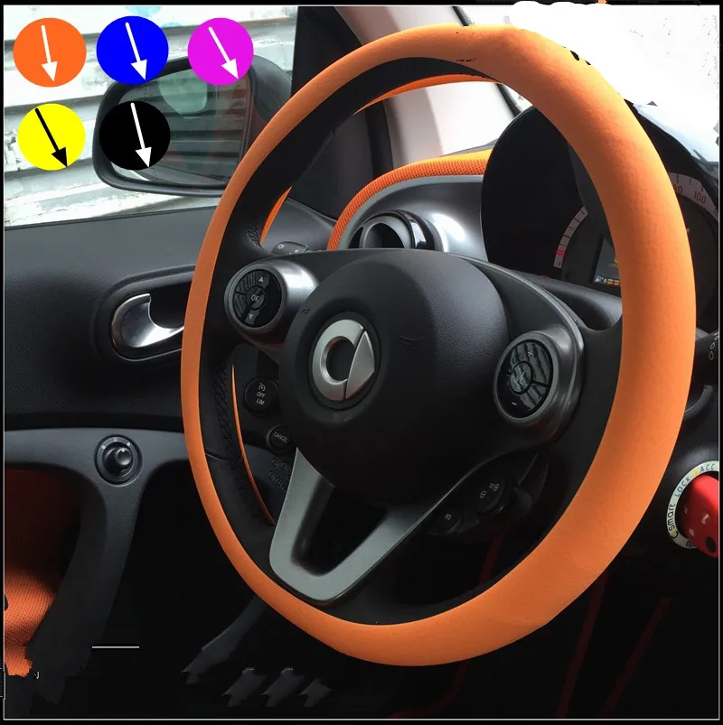 

36cm silicone car steering wheel Cover for benz smart fortwo forfour for mini cooper for honda civic interior accessories