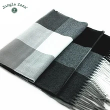 Мужской женский зимний шарф, шарф, Мужская шерстяная бандана в клетку, кашемировая бандана, кашне, для влюбленных, толстая, термальная, двусторонняя, WJ001