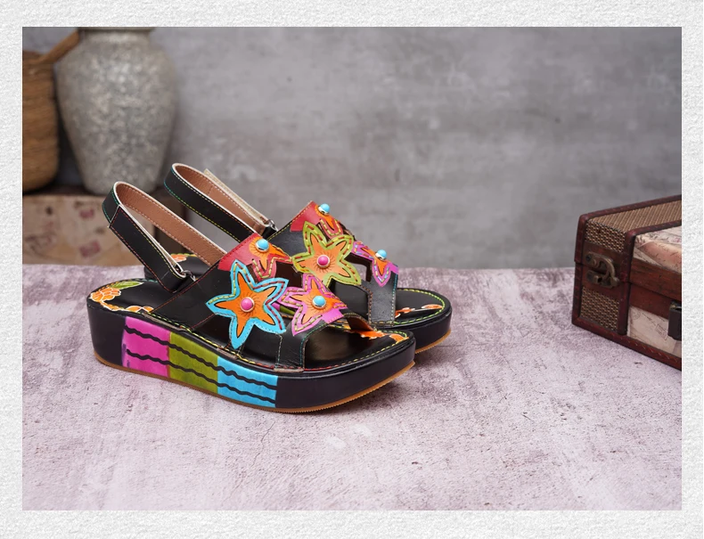 GKTINOO/ г.; обувь на платформе; женские босоножки на танкетке; женские босоножки из натуральной кожи с открытым носком и цветным цветком; слинбэки размера плюс