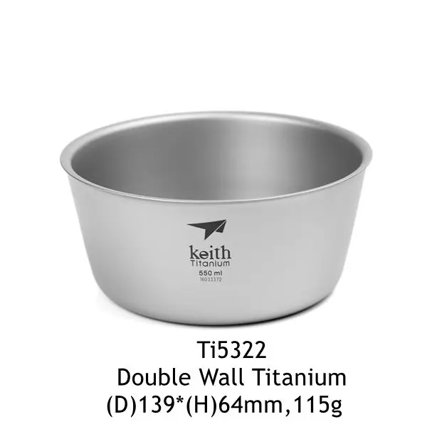 Keith Titanium Bowl 550ml Outdoor Camping Hiking Picnic Travel