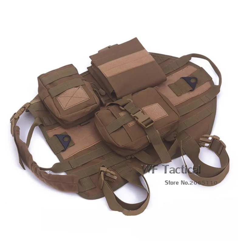 

Tactical Dog Jacket With Molle EMT First Aid Pouch Dog Training Molle Vest Harness Military Load Bearing For Hunting SWAT